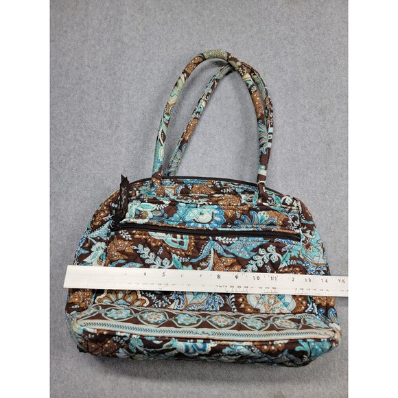 Vera Bradley Bag Purse Hobo Brown Java Blue Floral Paisley Pockets Quilted Y2K - Picture 5 of 13